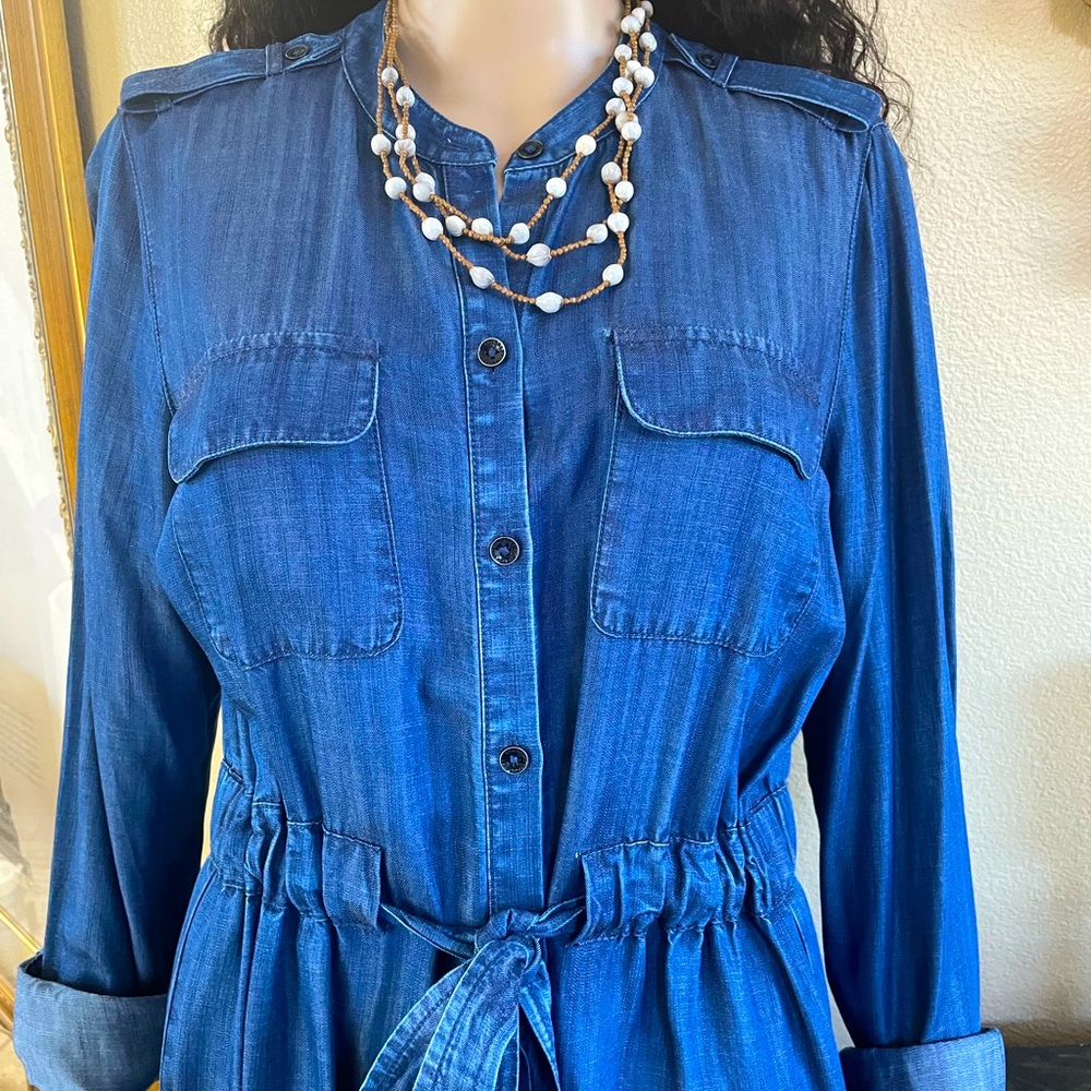 Denim Shirt Dress By Foxcroft Size 10
